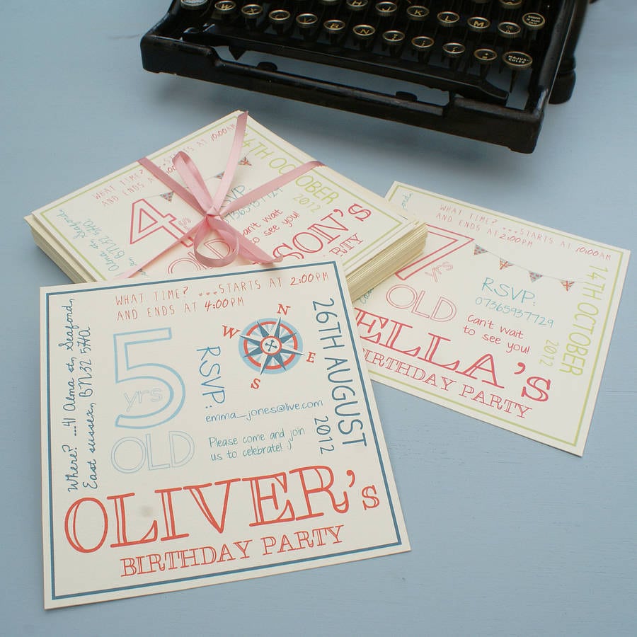 Personalised Child's Party Invitation By Precious Little Plum