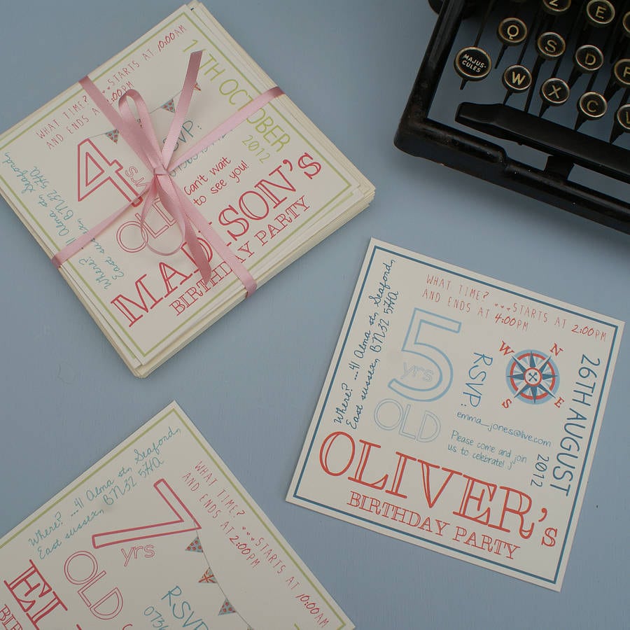 Personalised Child's Party Invitation By Precious Little Plum