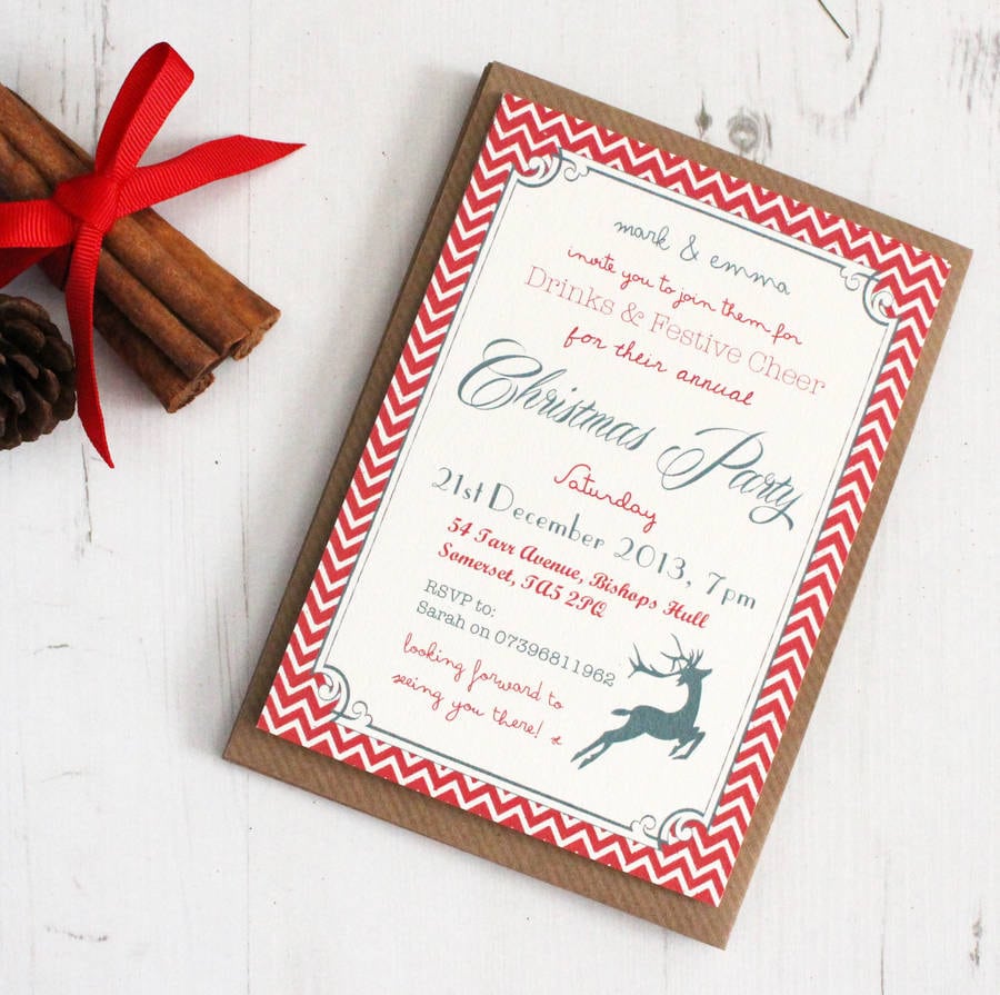 Personalised 'christmas Party' Invitations By Precious Little Plum