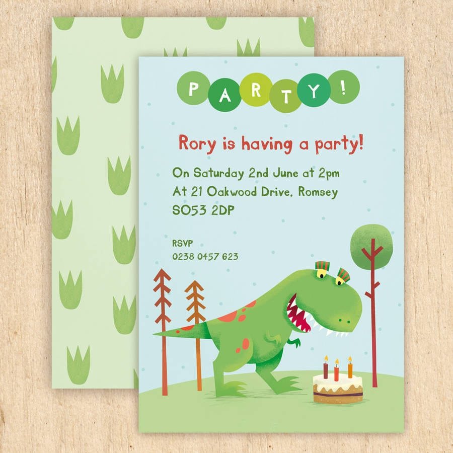 Personalised Dinosaur Party Invitations By Made By Ellis