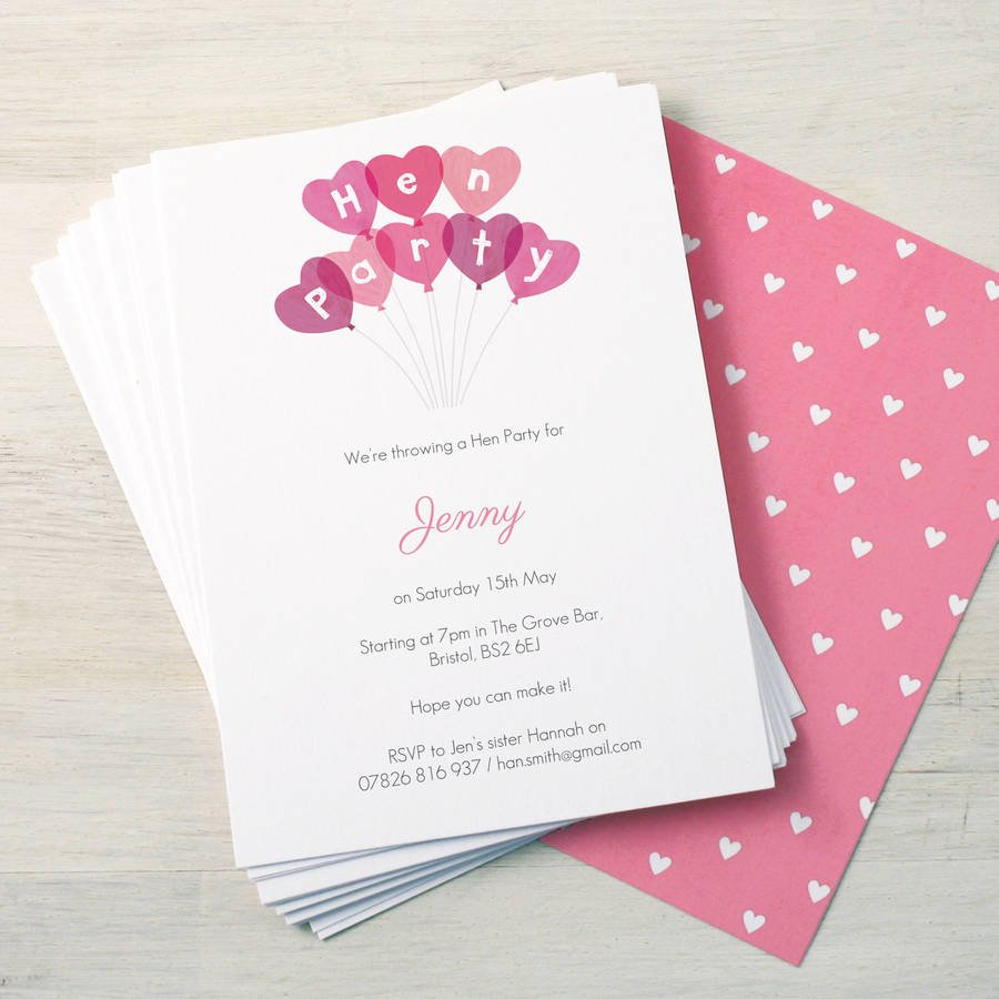 Personalised Hen Party Invitations By Made By Ellis