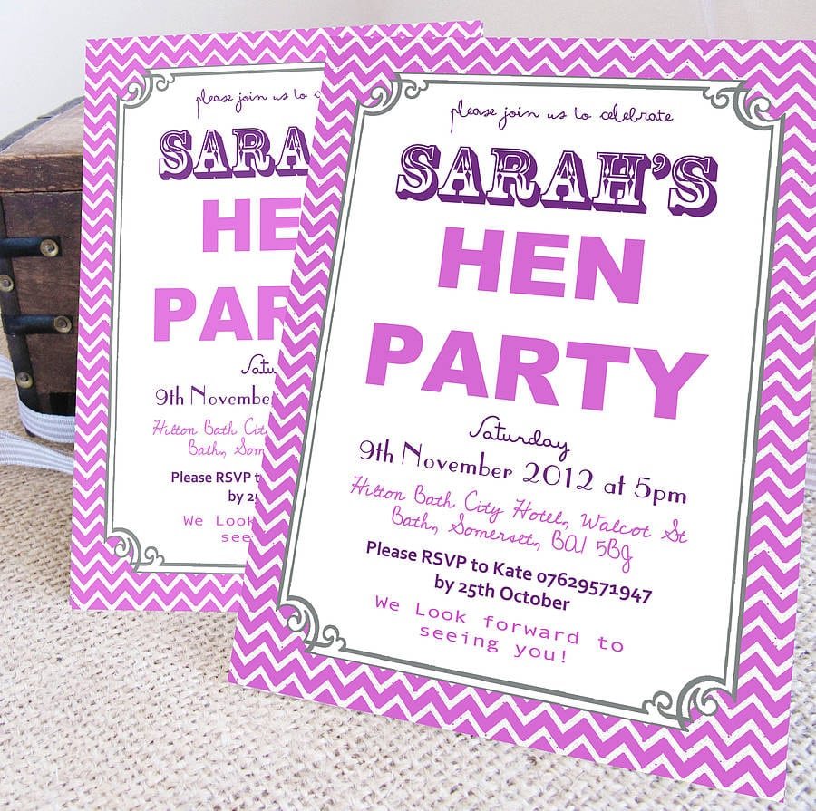 Personalised 'hen Party' Invitations By Precious Little Plum
