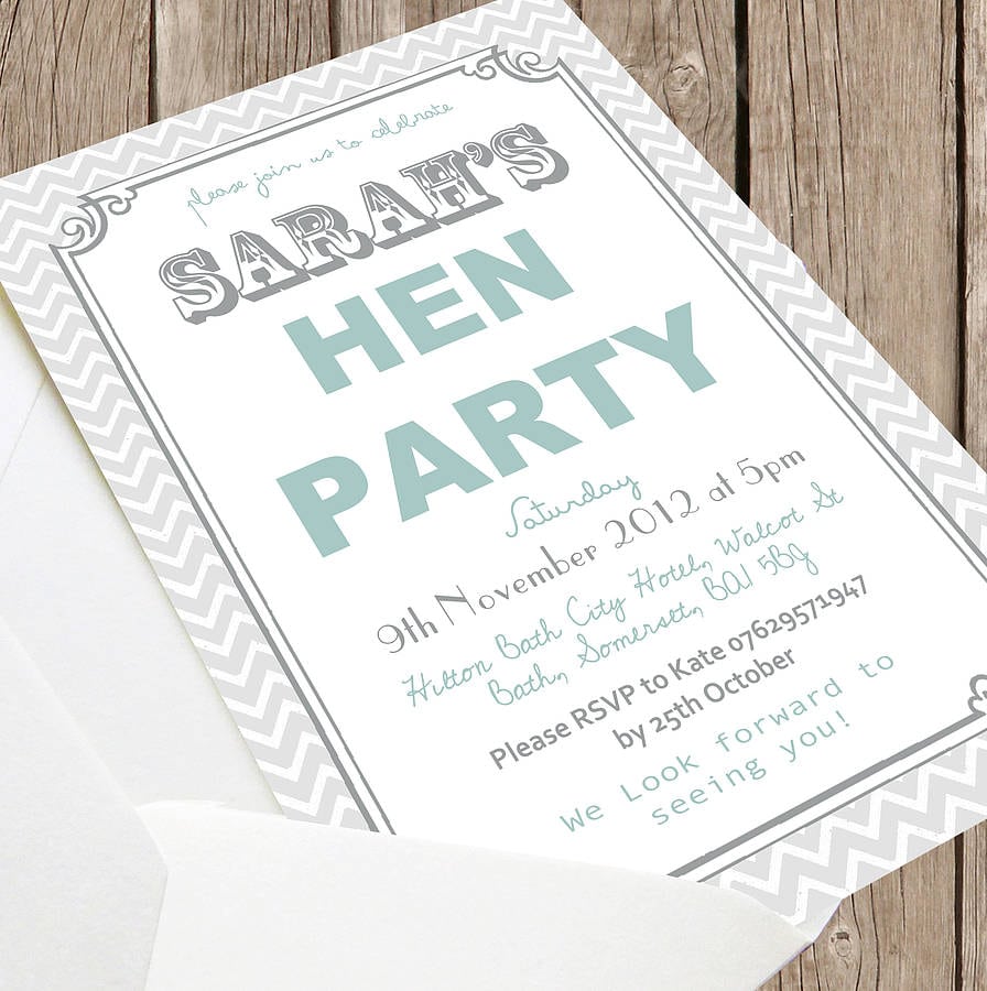 Personalised 'hen Party' Invitations By Precious Little Plum
