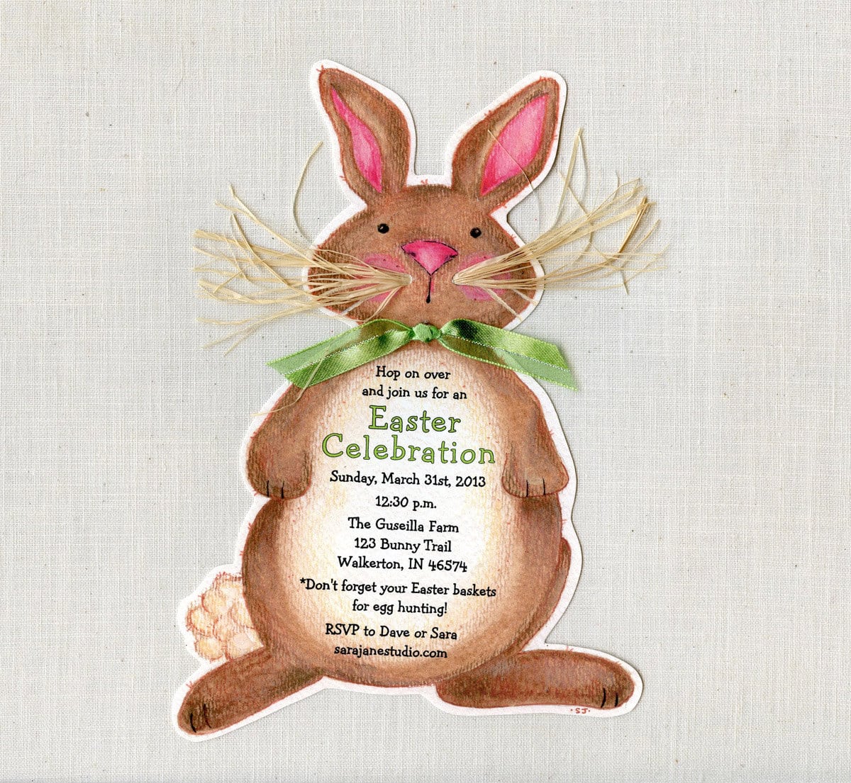Personalized Easter Bunny Birthday Party Invitations