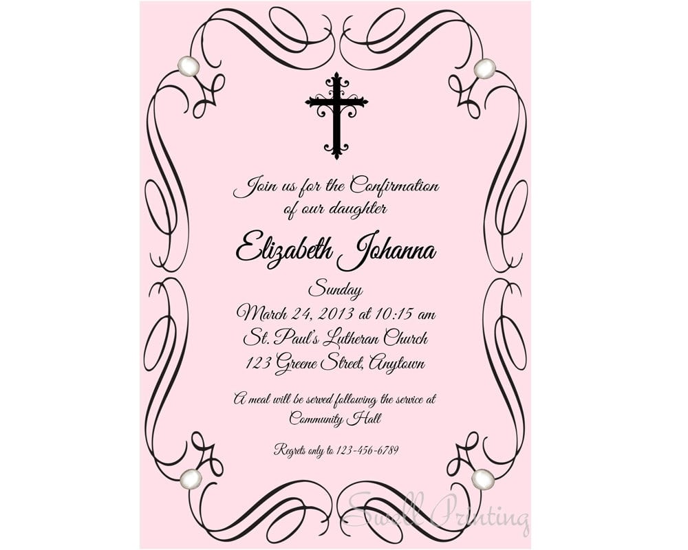 Pink Confirmation Invitation Confirmation Invitation