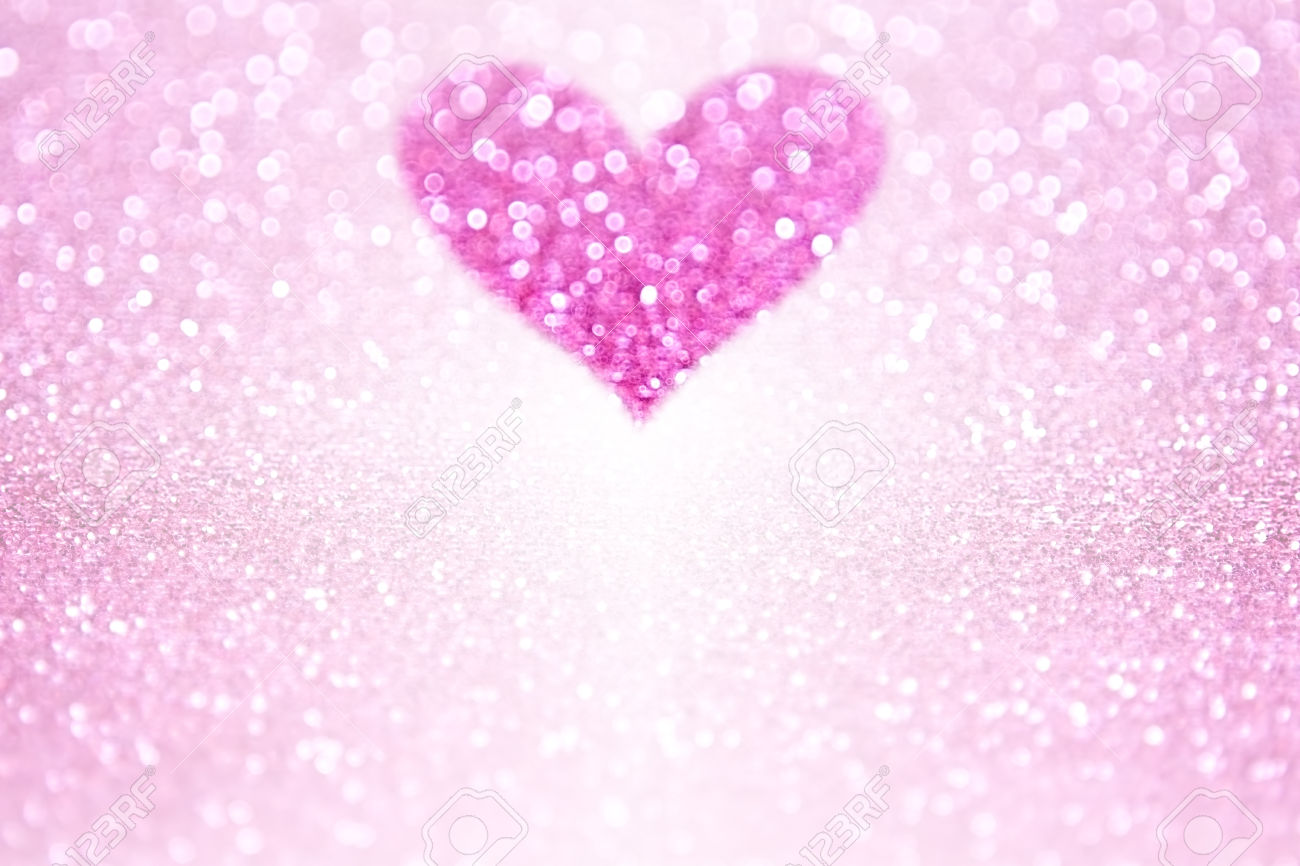 Pink Glitter Sparkle Heart Background For Valentine's Day Or