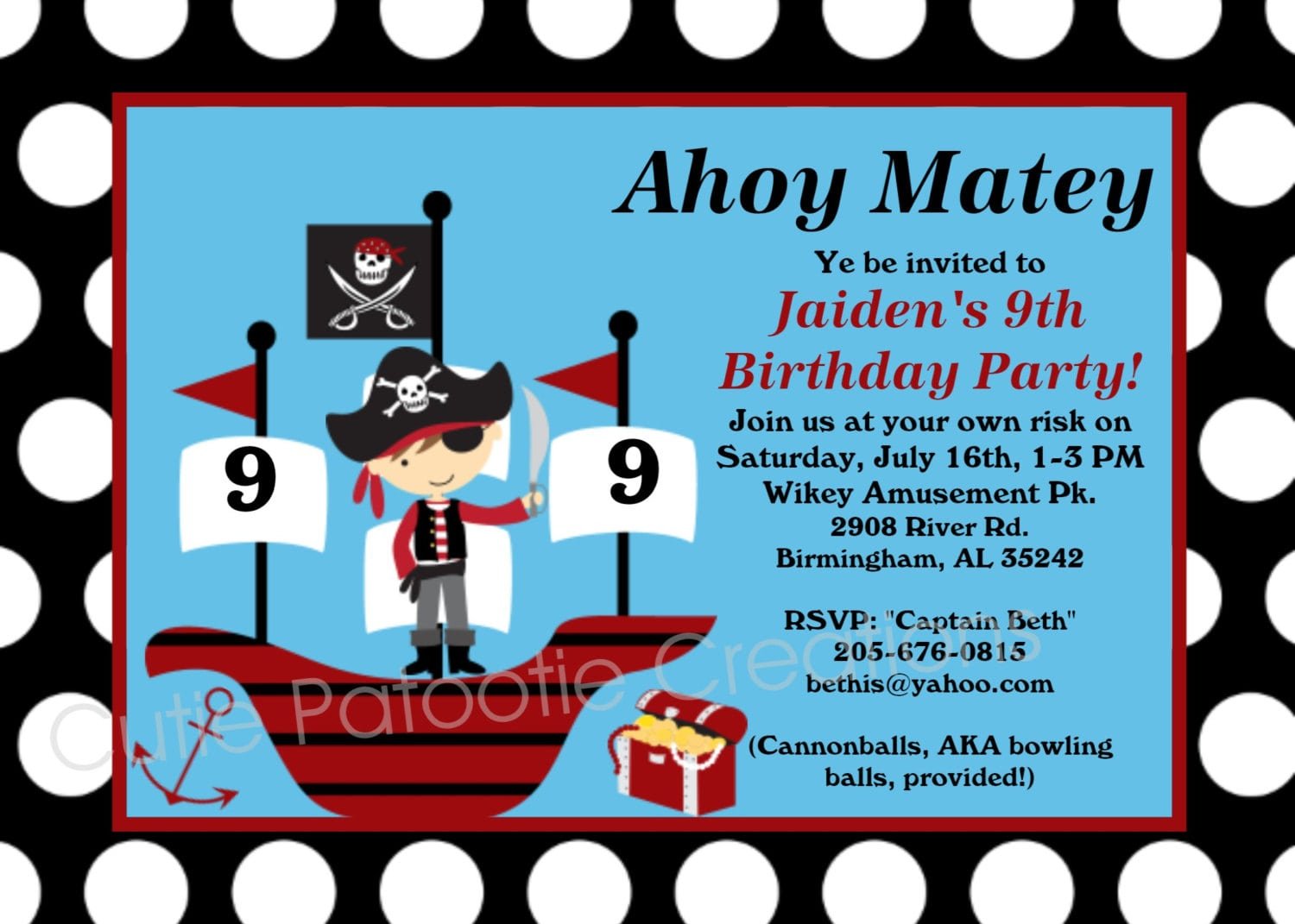 Pirate Birthday Invitation Pirate Party Invitations