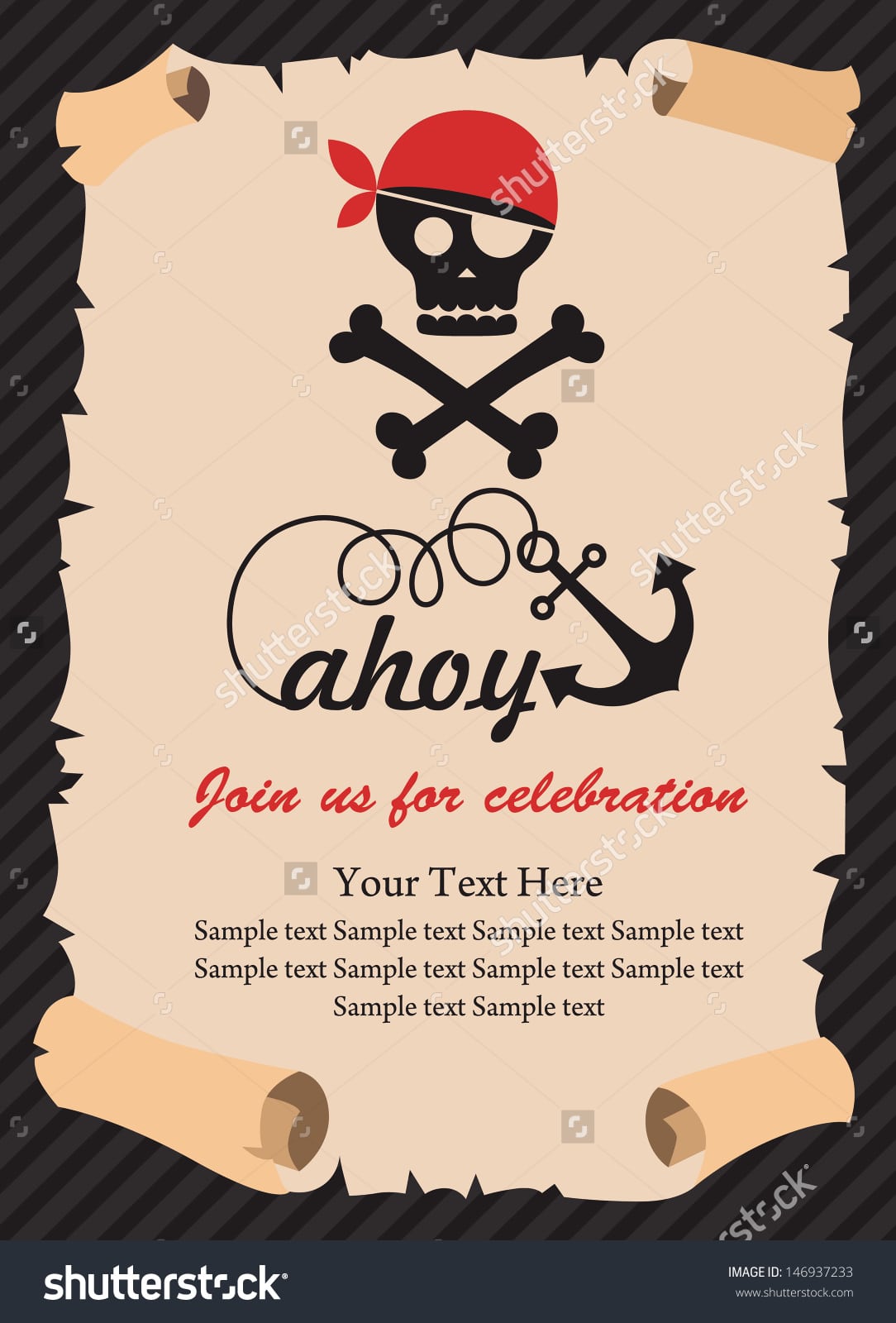 Pirate Party Invitation Card Design Vector Stock Vector 146937233