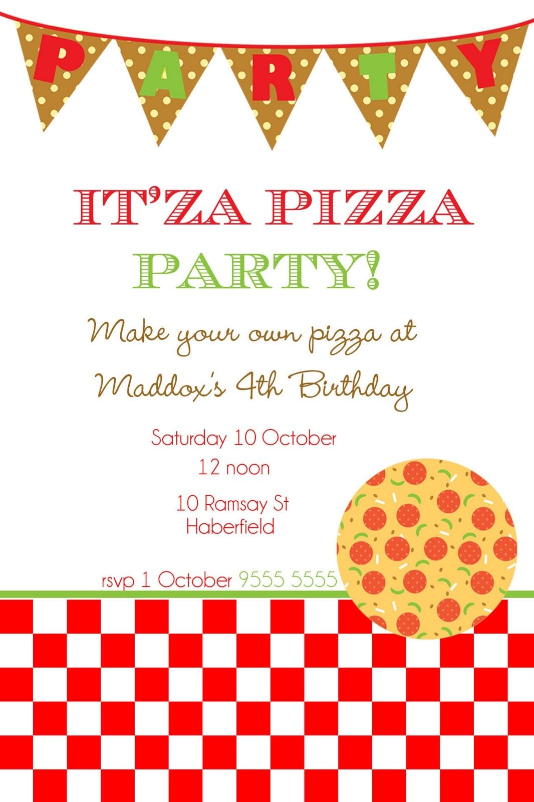 Pizza Party Invitations