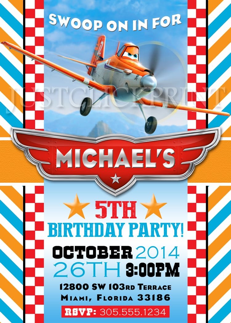 Planes Dusty Airplane Birthday Party Invitation Printable Â· Just