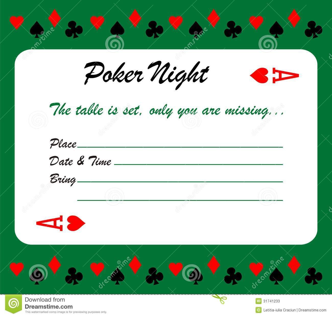 Poker Night Invitation Card Stock Photos