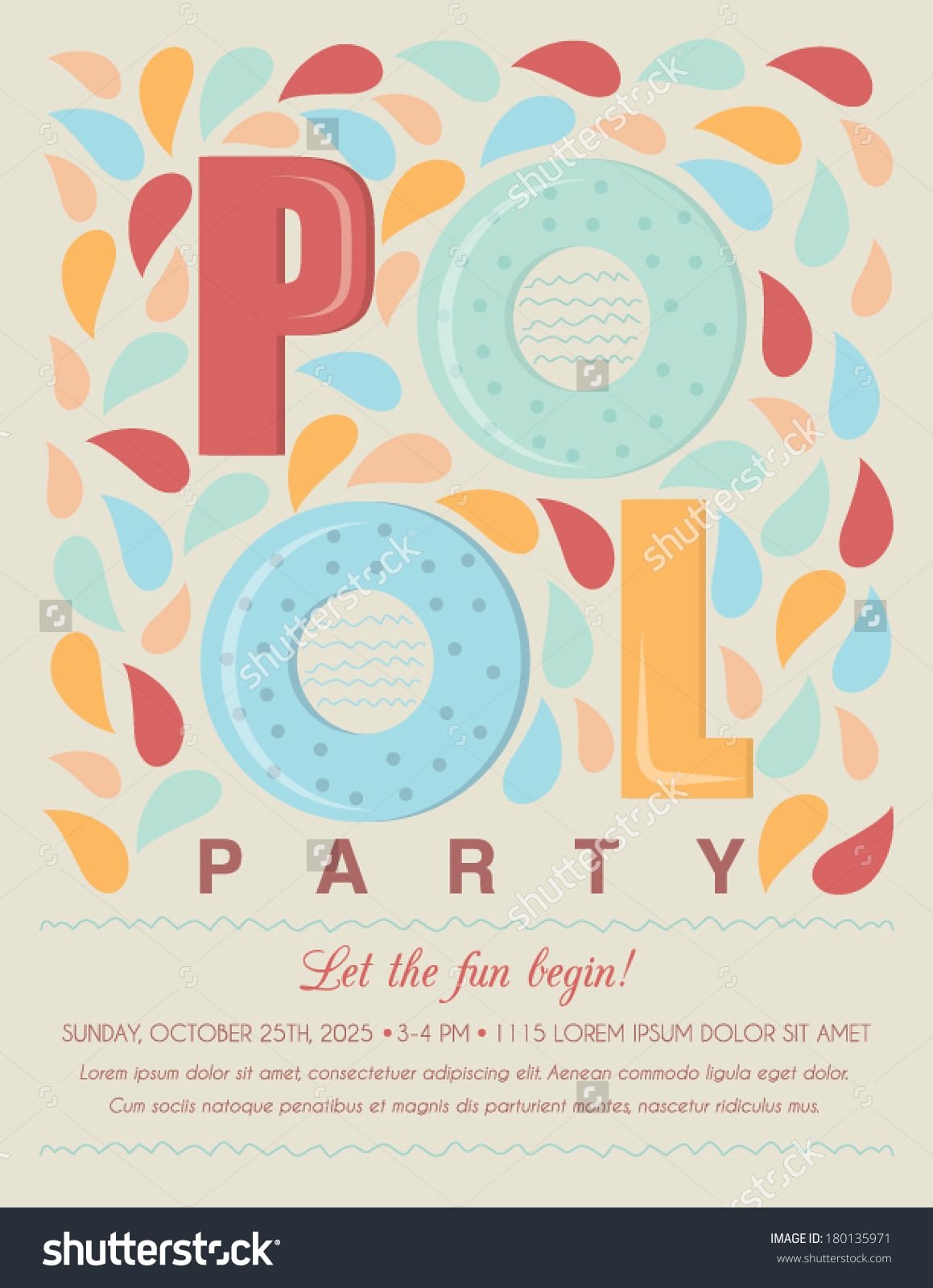 Pool Beach Party Invitation Template Card Stock Vector 180135971