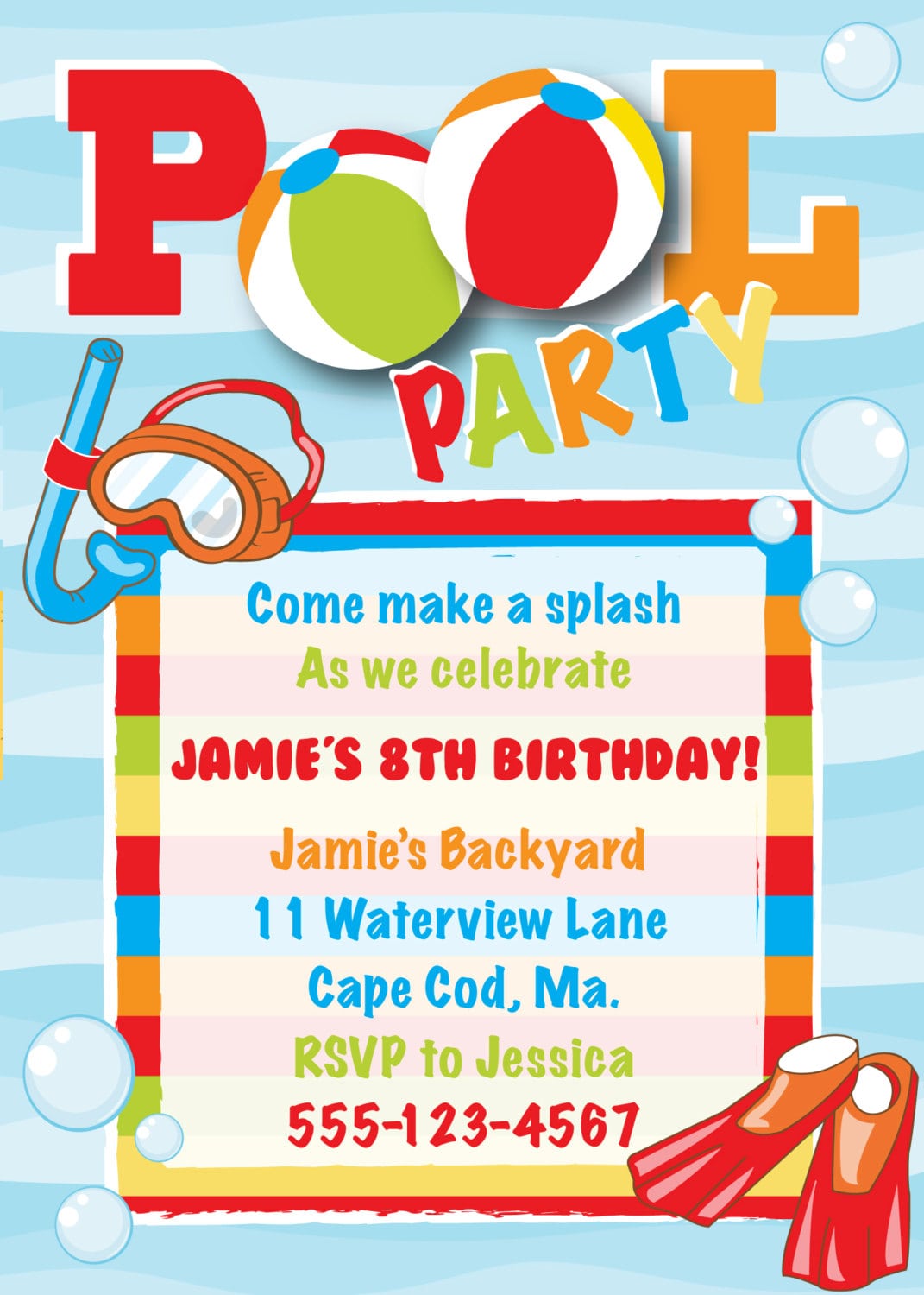Pool Party  Invitation
