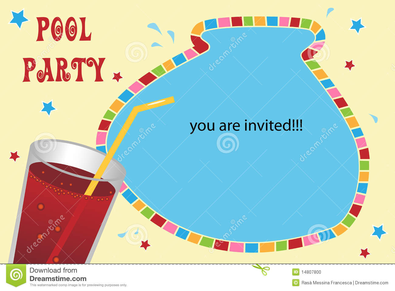 Pool Party Invitation Card Stock Photo