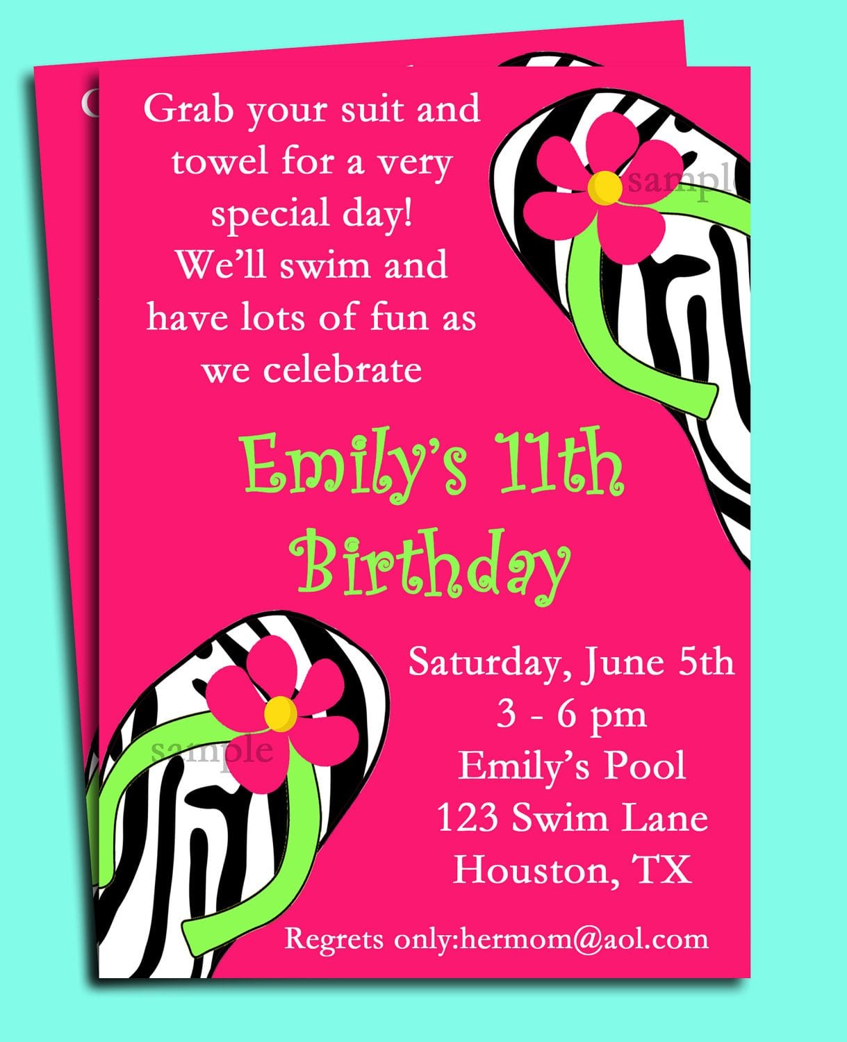 Pool Party Invitation Spa Party Invitation Swim Party