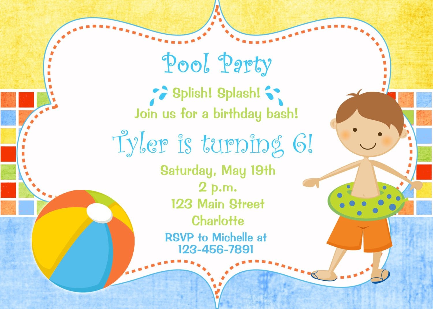Pool Party Invitations Clipart