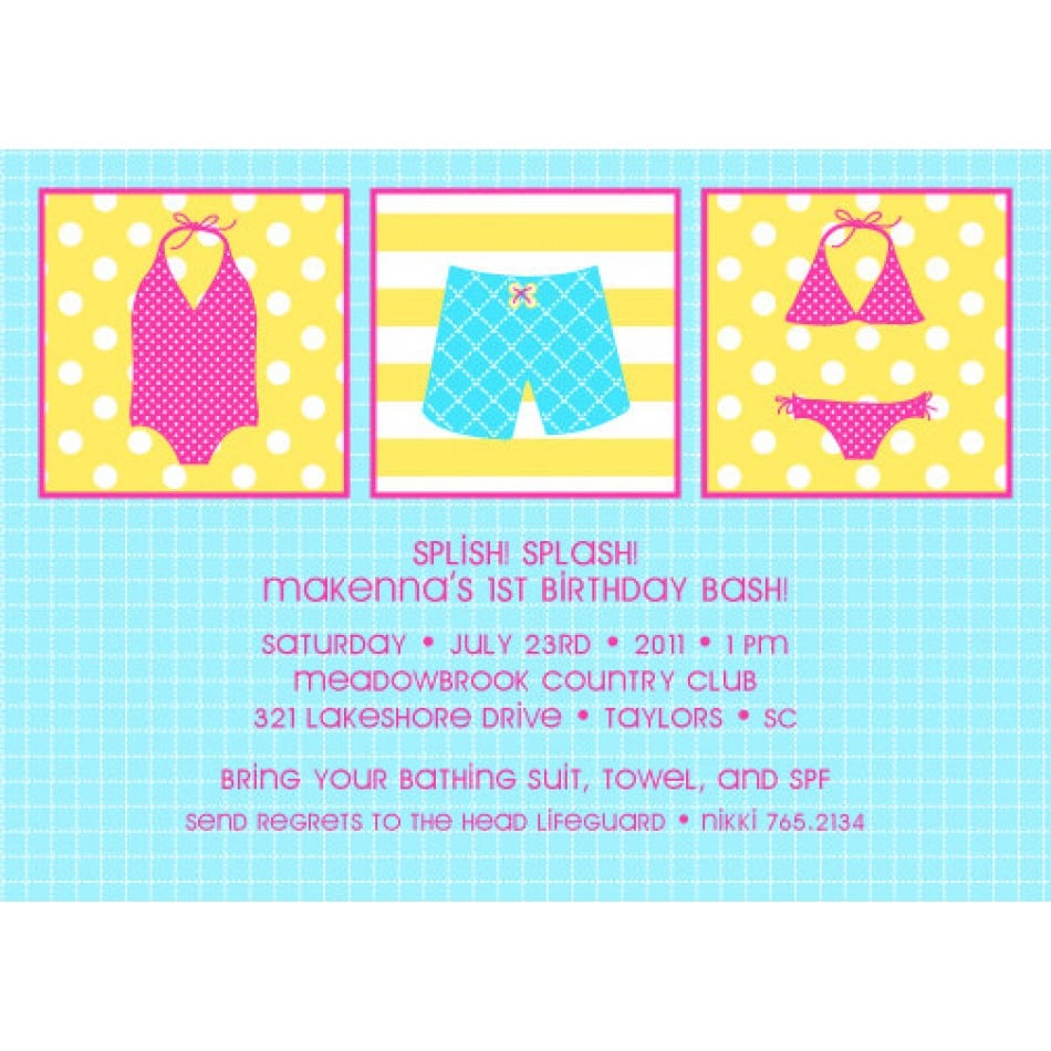 Pool Party Printable Invitations