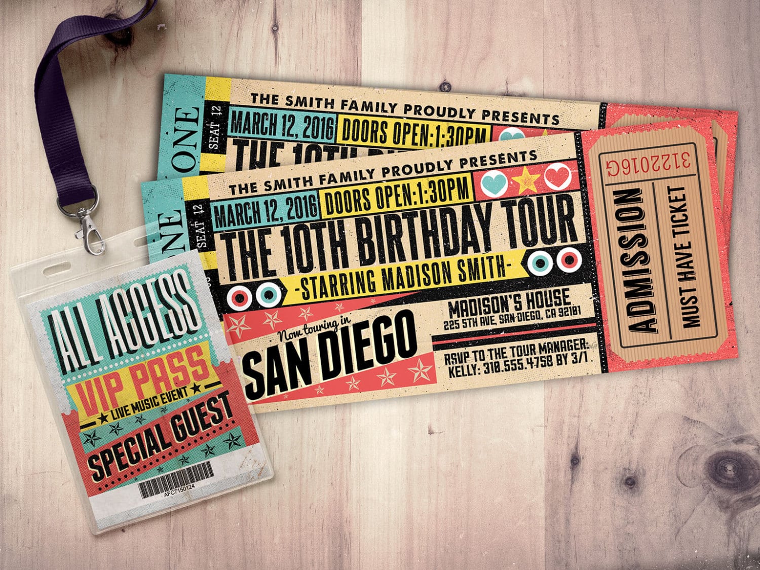 Pop Star, Rock Star Concert Ticket Birthday Party Invitation