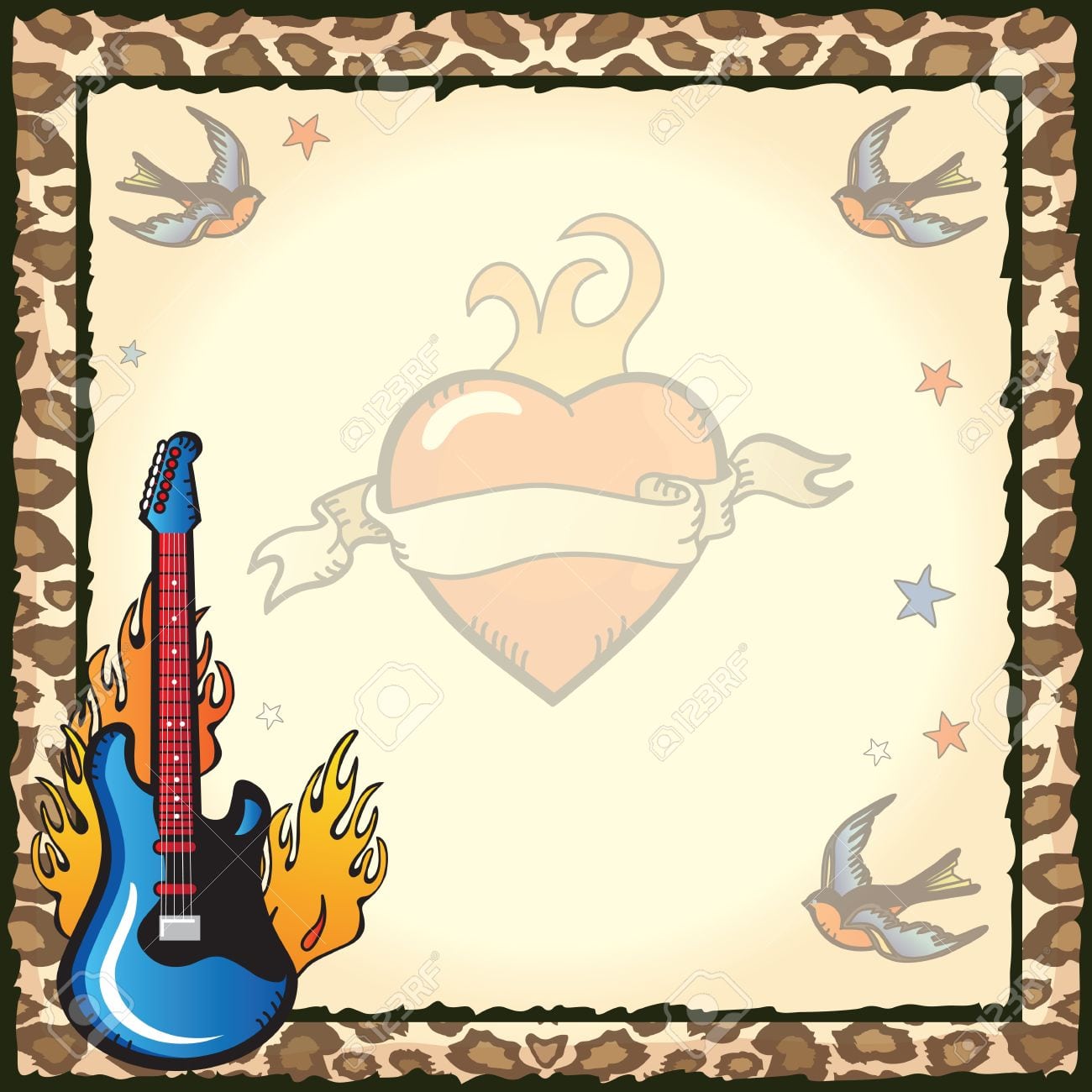 Pretty And Edgy Rock Star Party Invitation With Old School Sailor