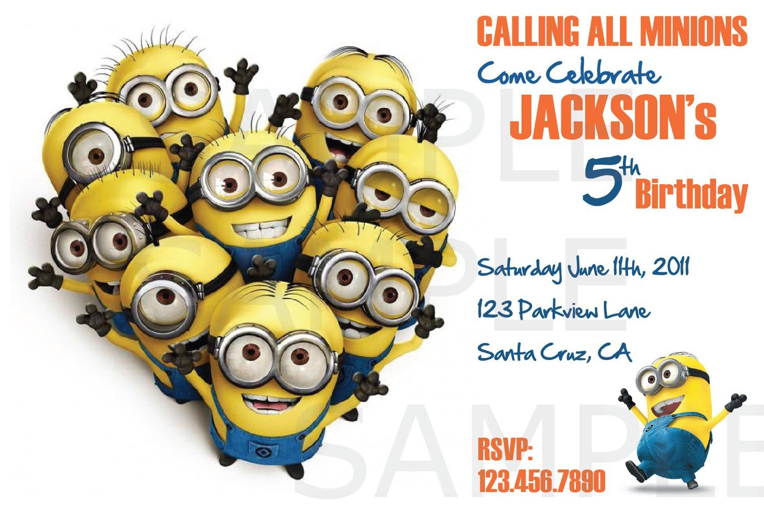 Pretty Cartoon General Minions Birthday Party Invitation Card For