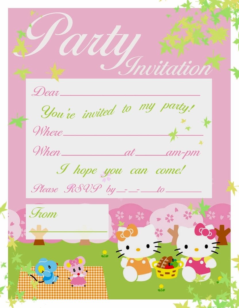 Pretty Practical Mom  Free Printable Hello Kitty Invitations