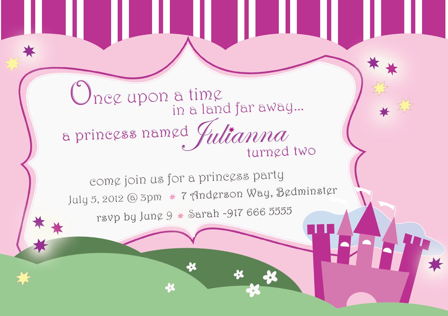 Princess Birthday Party Invitations Castle