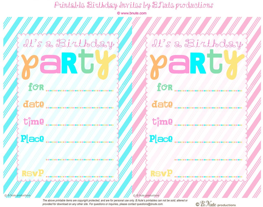 Print Free Invitations Birthday Party