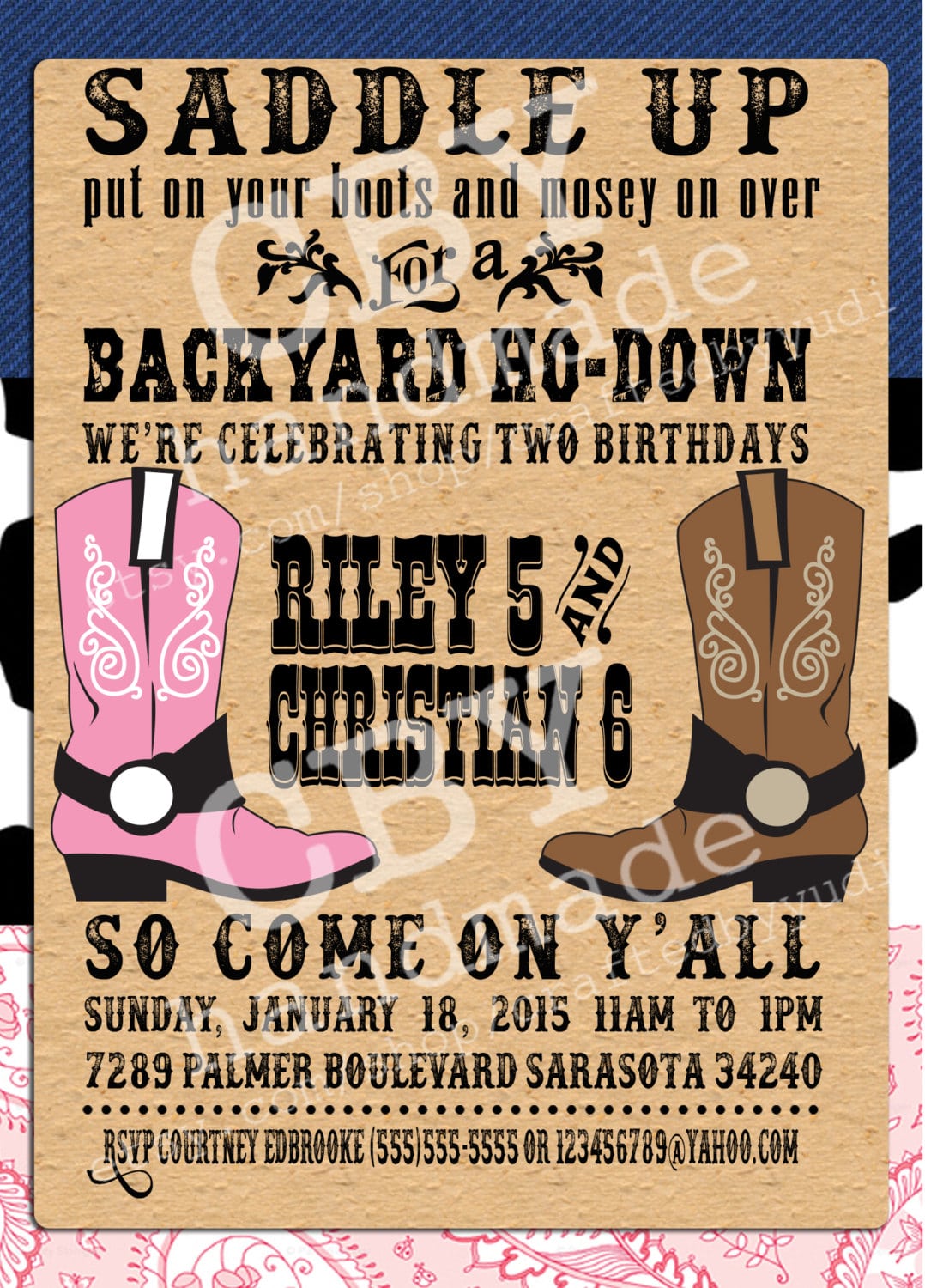 Printable Backyard Hoedown Party Invitations By Craftedbyyudi