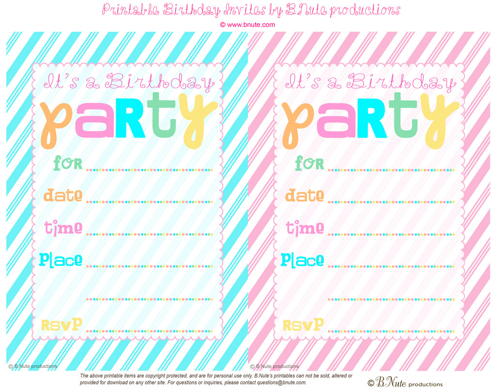 Printable Birthday Party Invitations