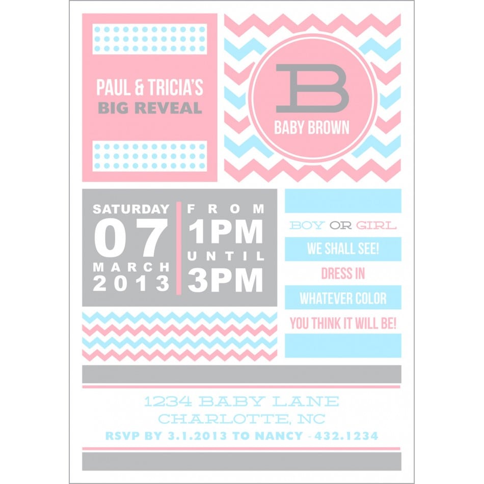 Printable Gender Reveal Invitations