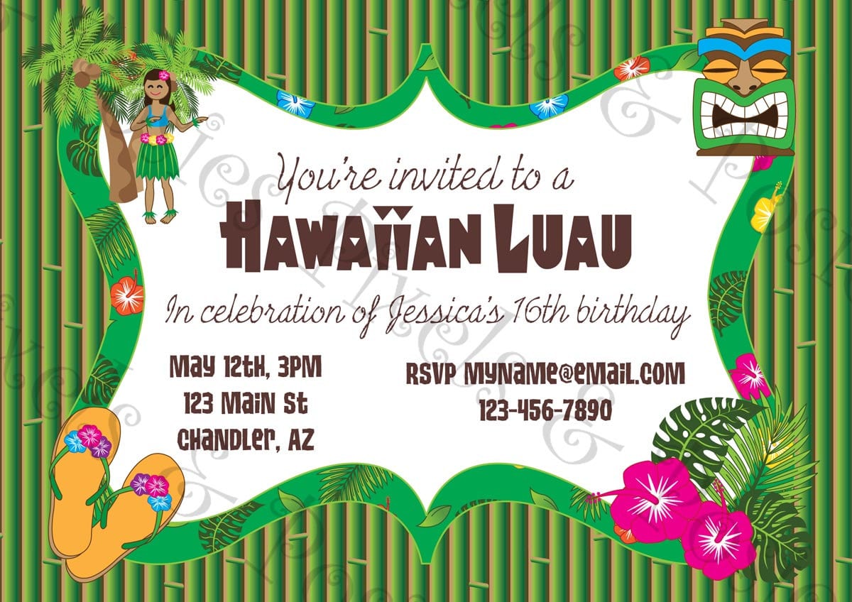 Printable Luau Invitation Clipart