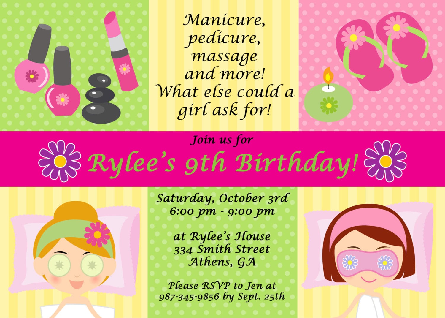 Printable Spa Party Invitation