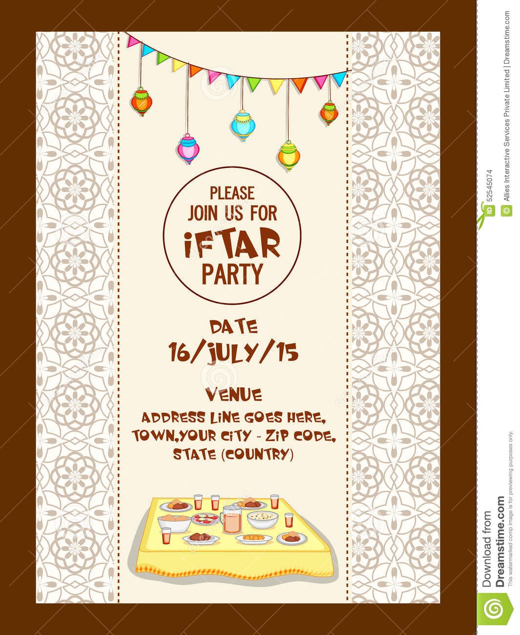 Ramadan Kareem Iftar Party Celebration Invitation Card Design