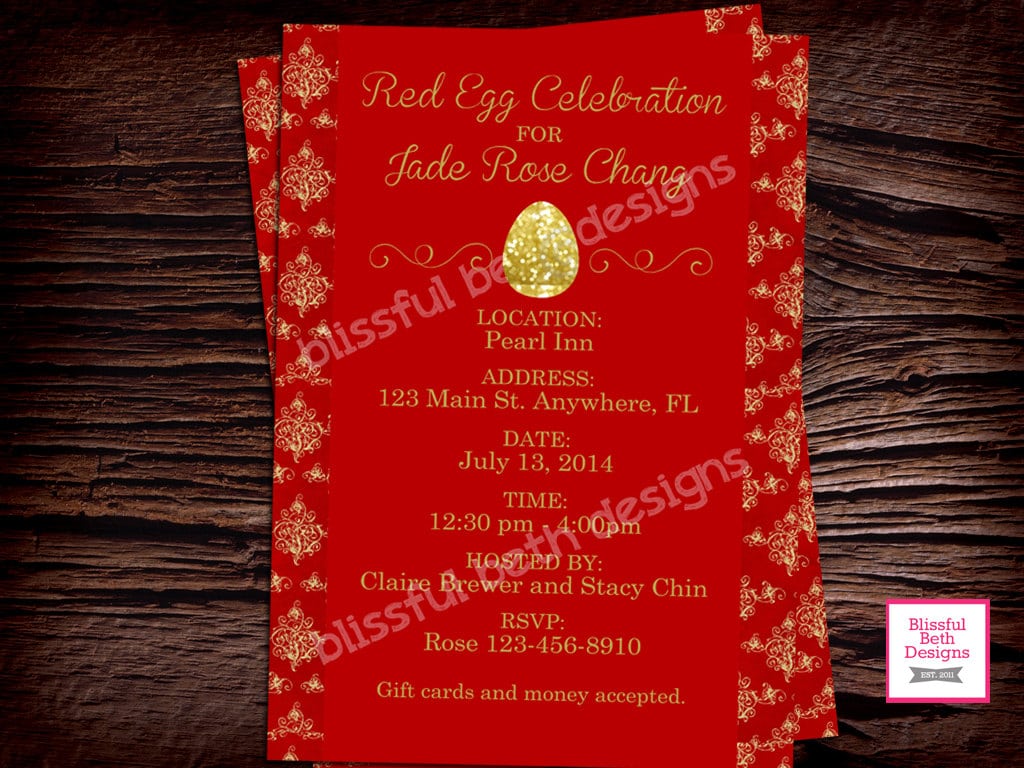 Red Egg Invitation, Red Egg And Ginger Invitation, Red Egg