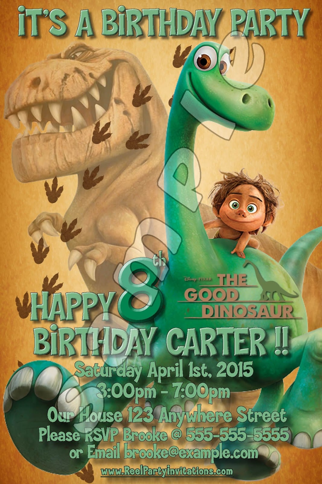 Reel Party Invitations  The Good Dinosaur Complete Personalized