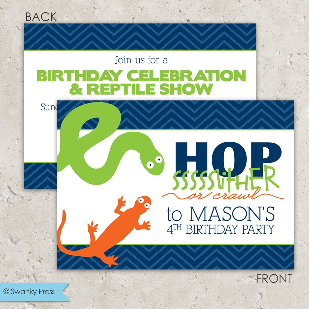 Reptile Party Invitations Snake And Lizard Snake By Swankypress