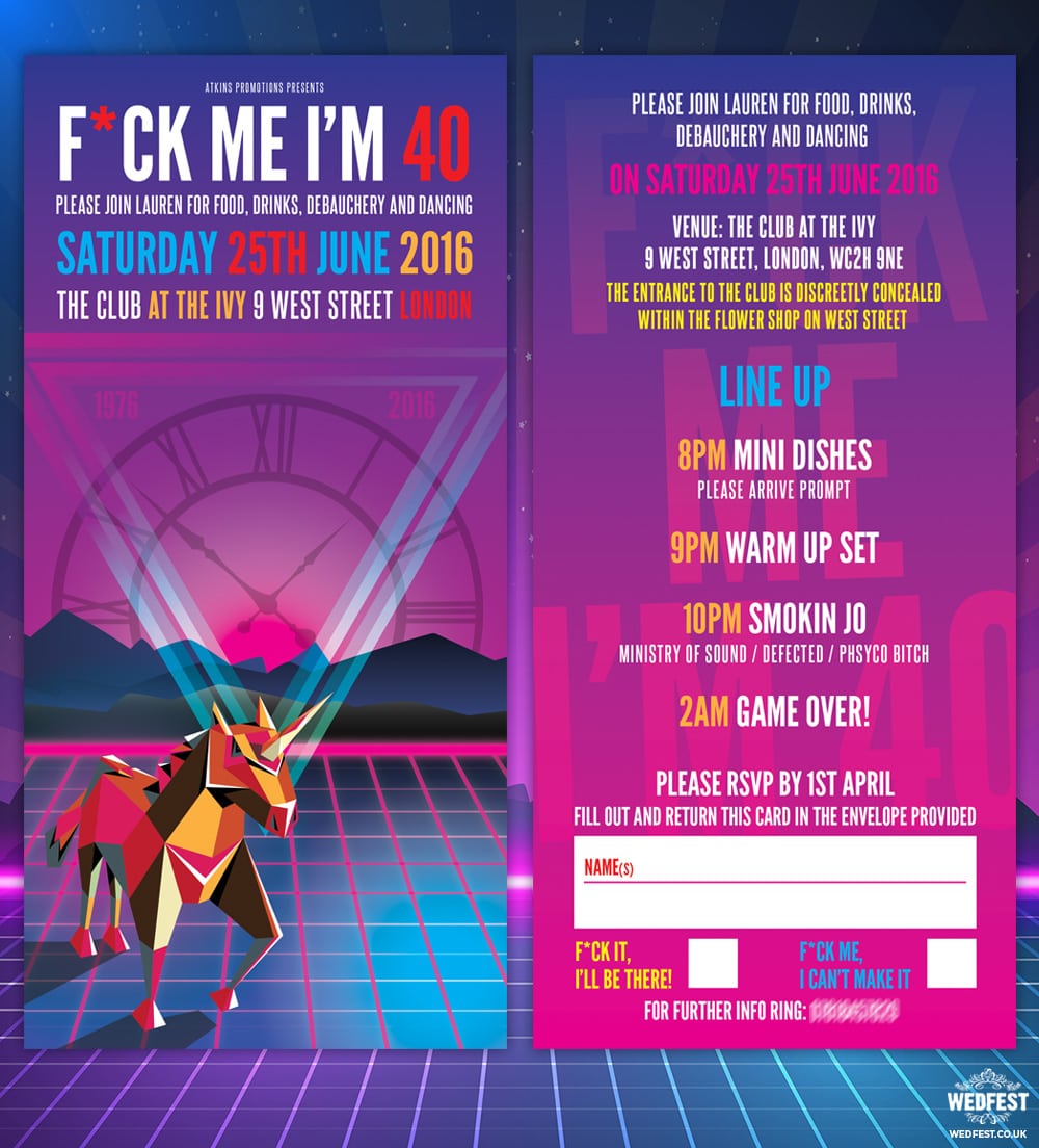 Retro 80s   90s Rave Flyer Style Party Invitation