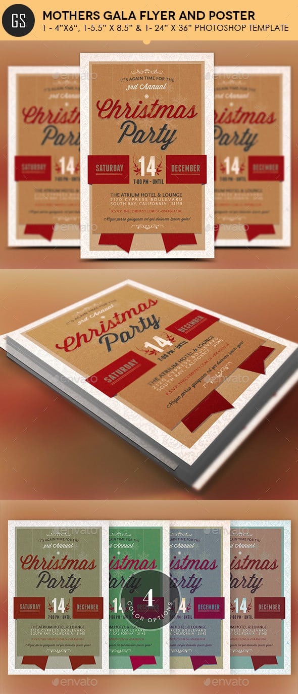 Retro Christmas Party Invitation Template By Godserv2