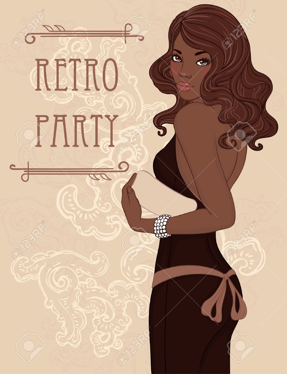 Retro Party Invitation Design (glamour African American Lady