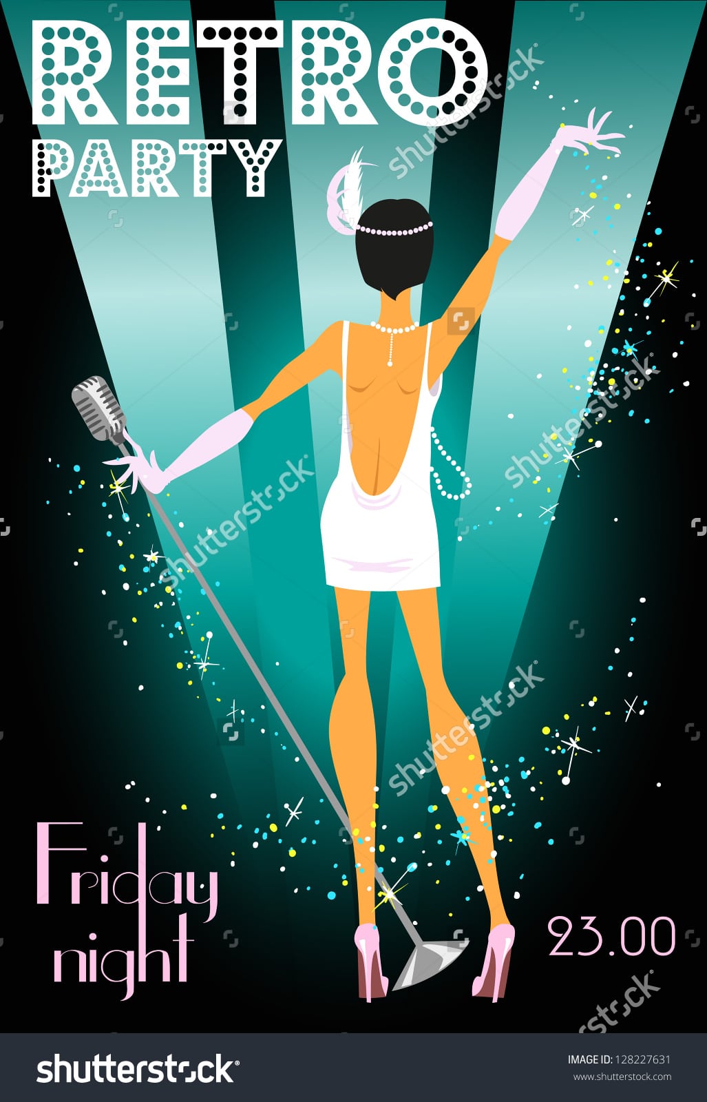 Retro Party Invitation Design Sample Text Stock Vector 128227631