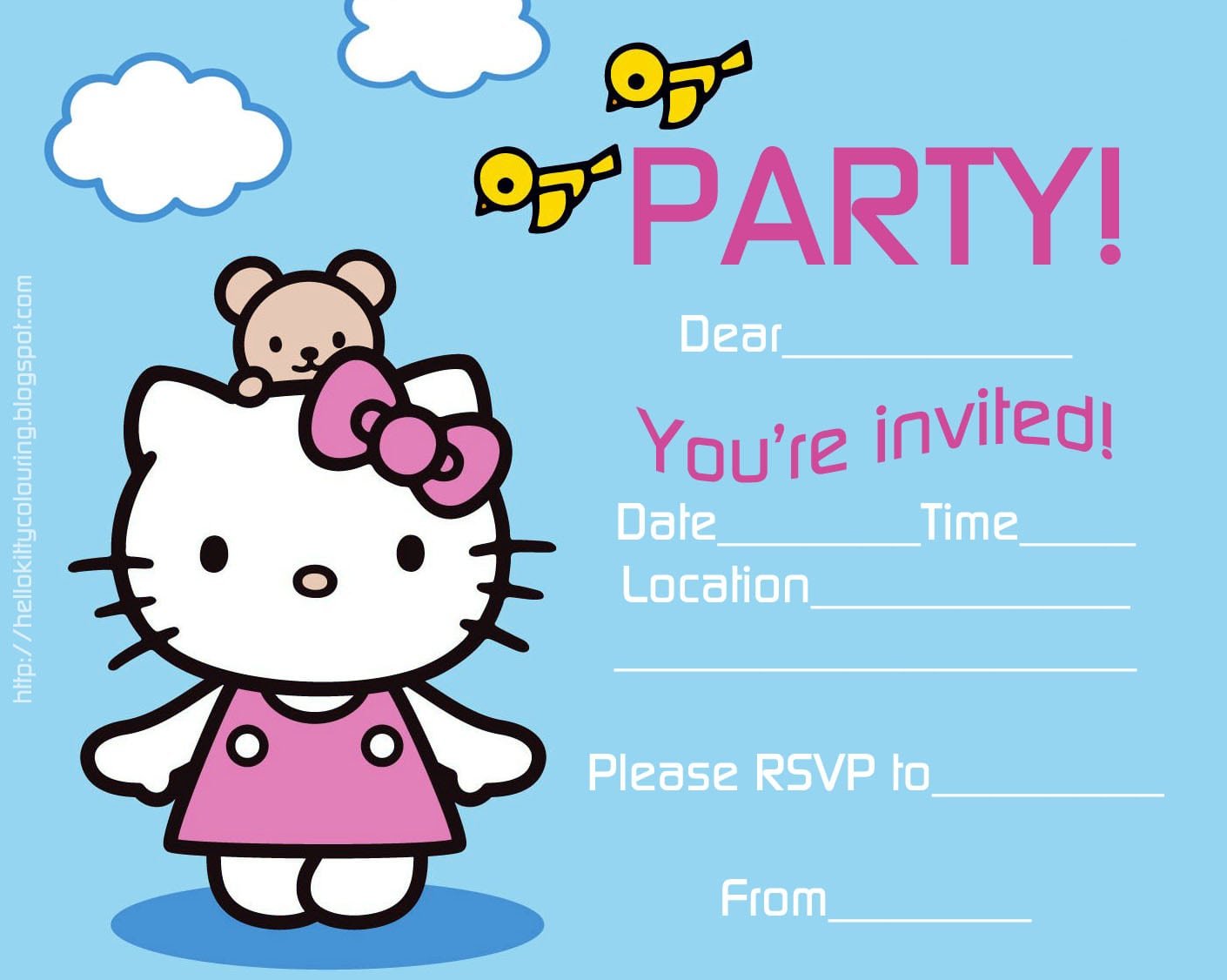 Rockabilly Hello Kitty Party Invitation