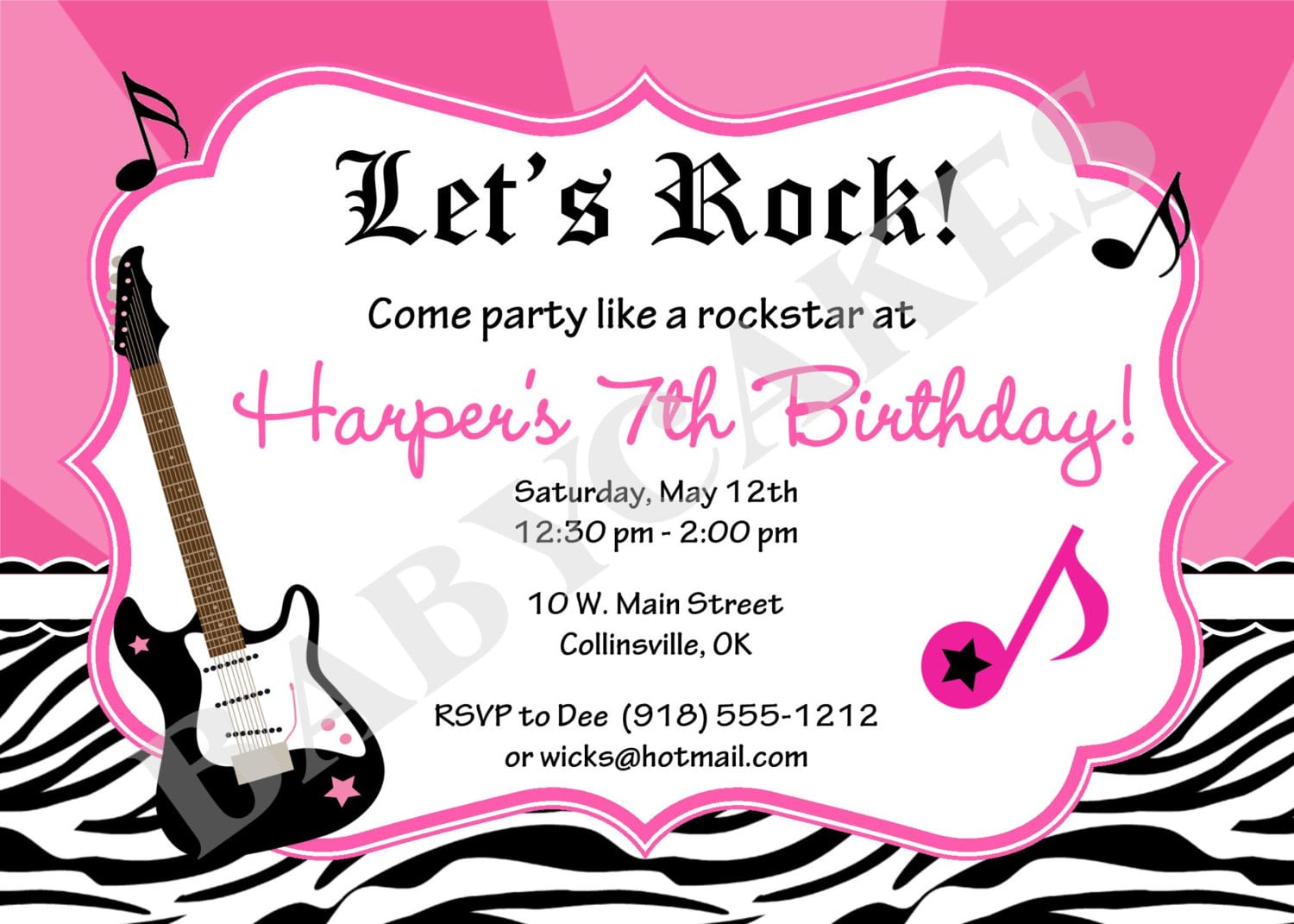 Rockstar Party Invitations