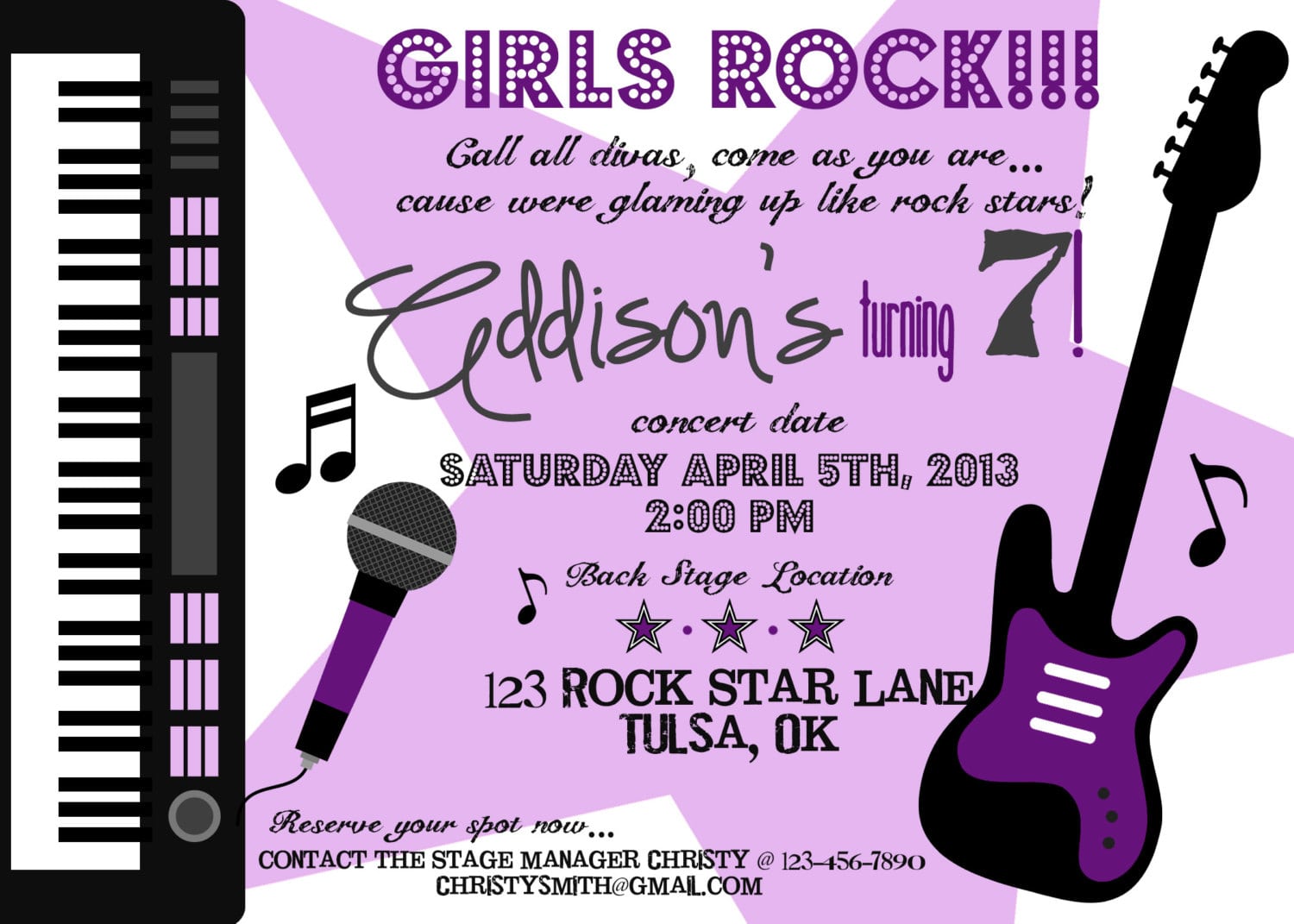 Rockstar Party Invitations