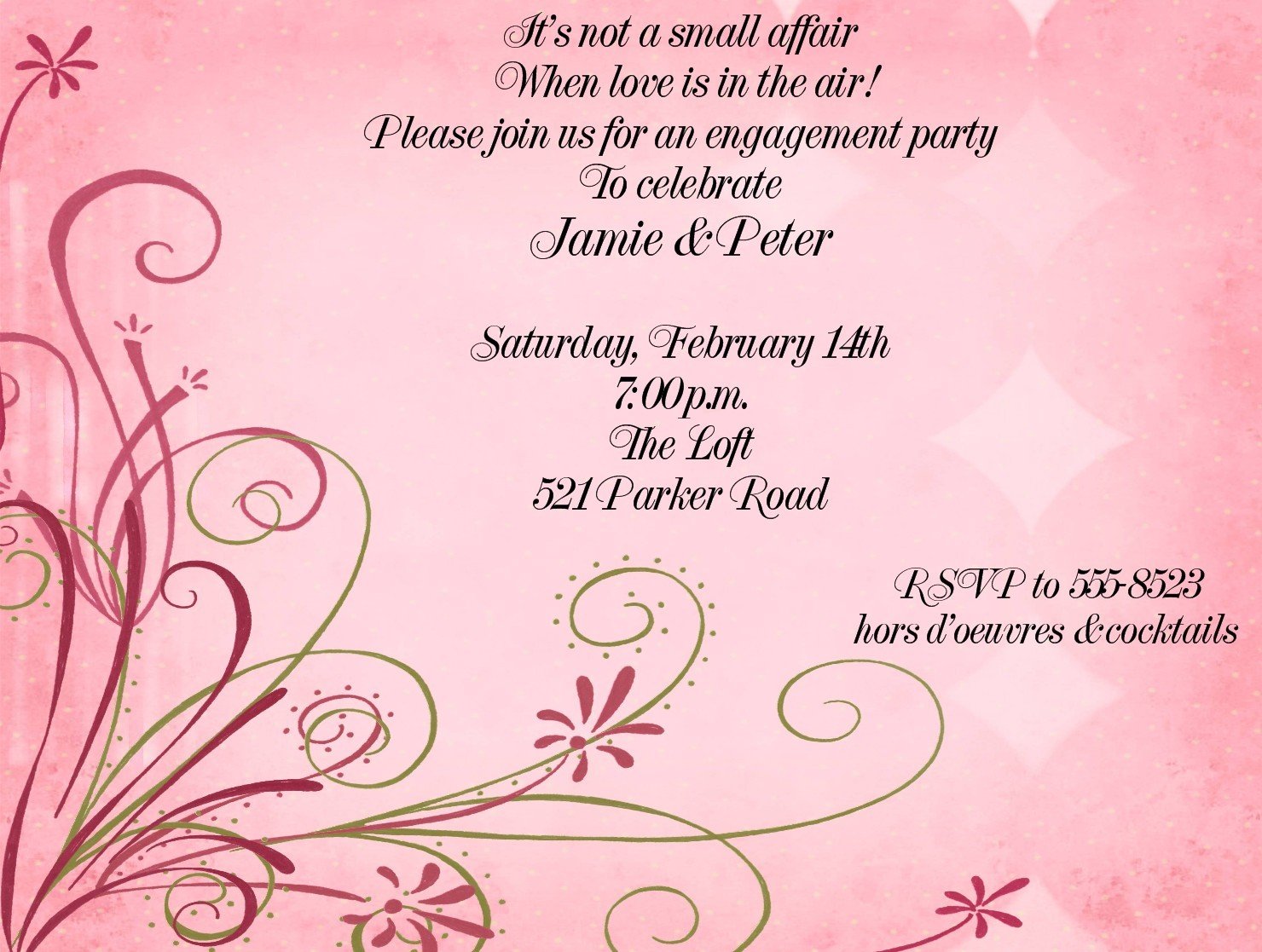 Roll  Valentines Invitation Sample Format Template  Valentines Day