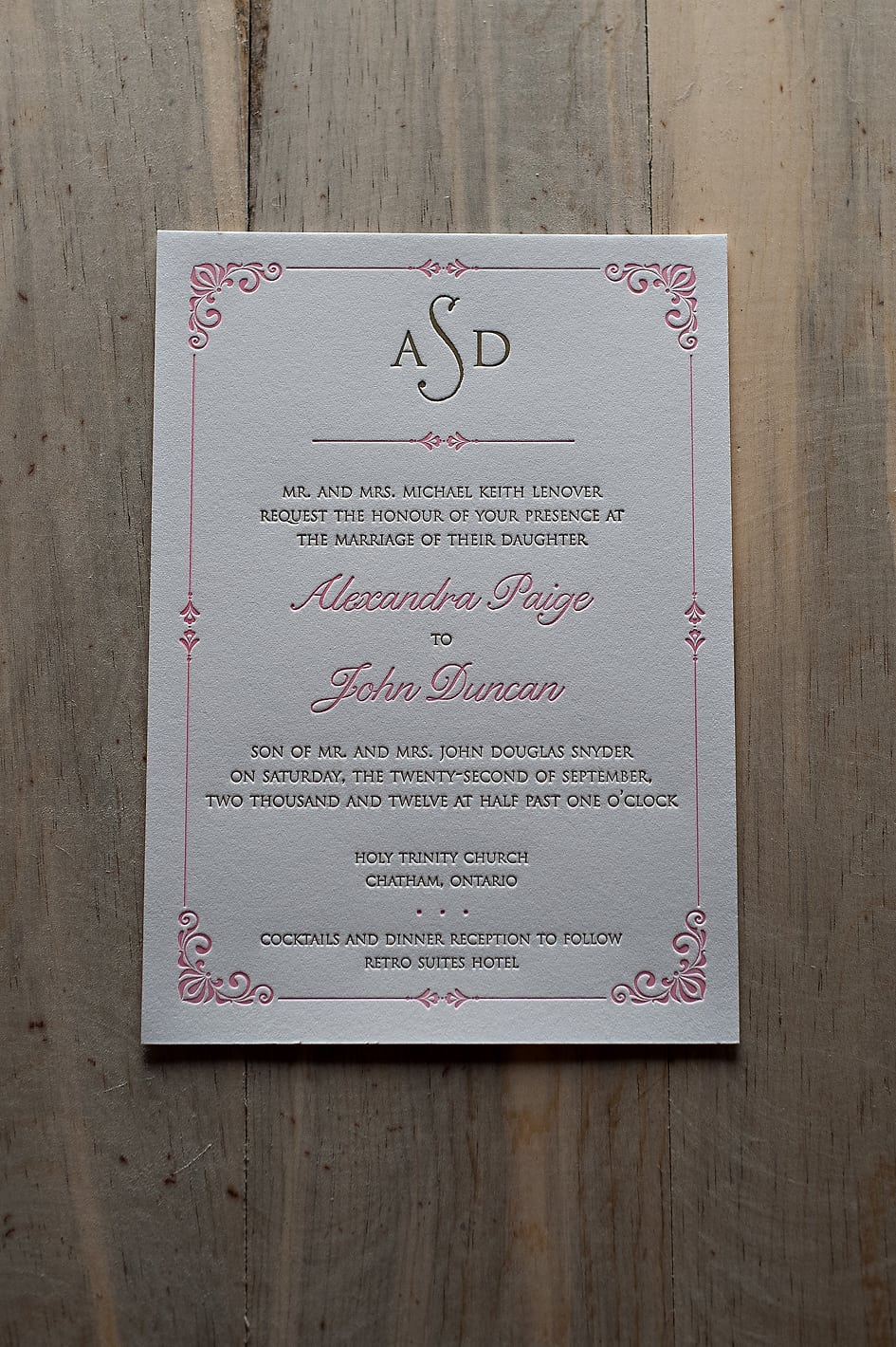 Royal Wedding Invitation, Formal Invitation Wording, Pink And Gold