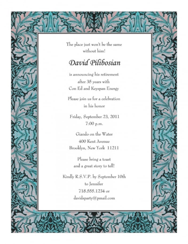 Sample Of Invitation Letter For Retirement Party