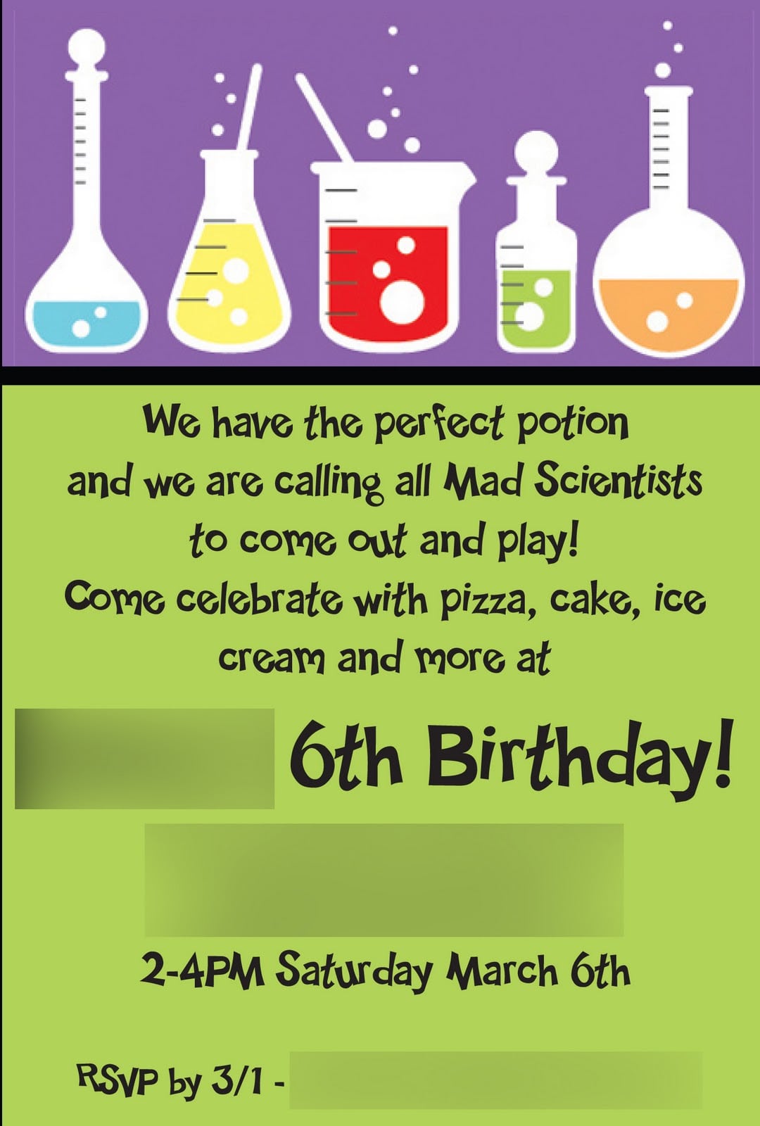 Science Birthday Invitation