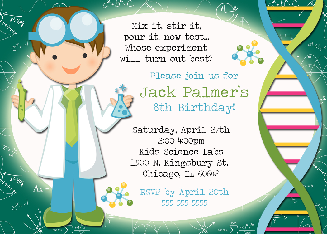Science Invitations Birthday Party
