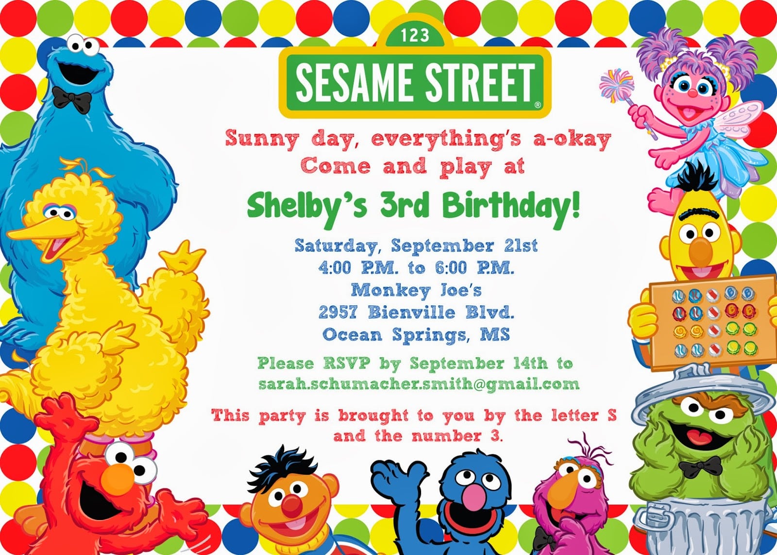 Sesame Street Party Invitations