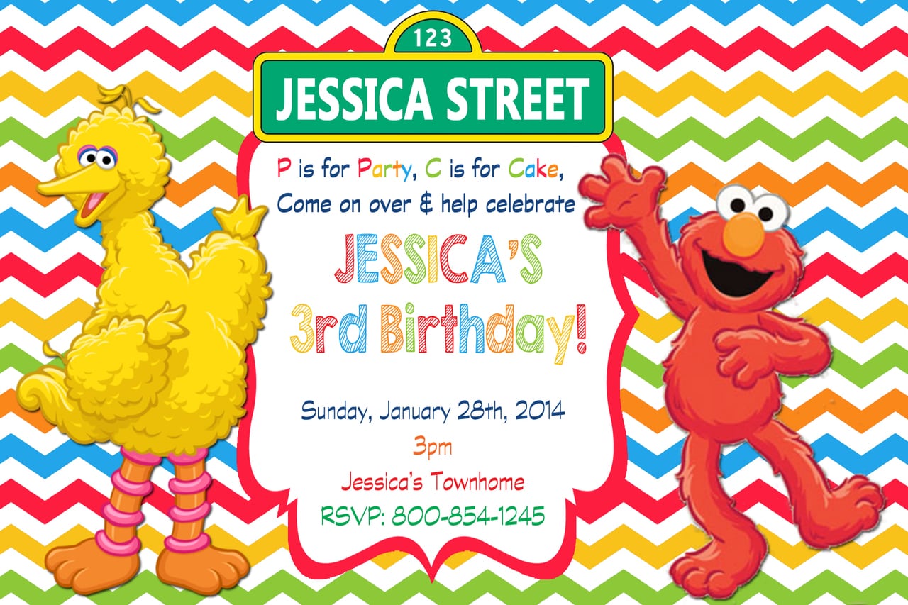 Sesame Street Party Invitations